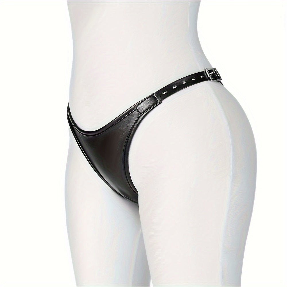 1pc Premium Leather Harness Chastity Panties Set