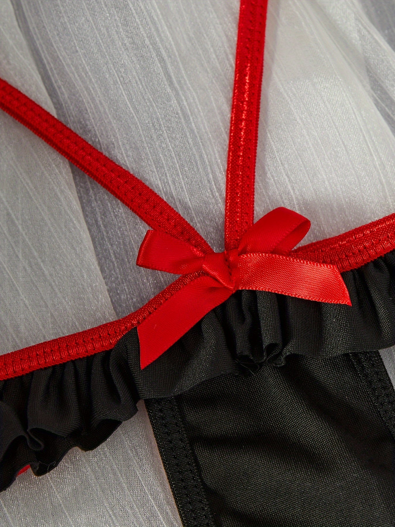 Hot Red Cross Pattern Frill Trim Teddy