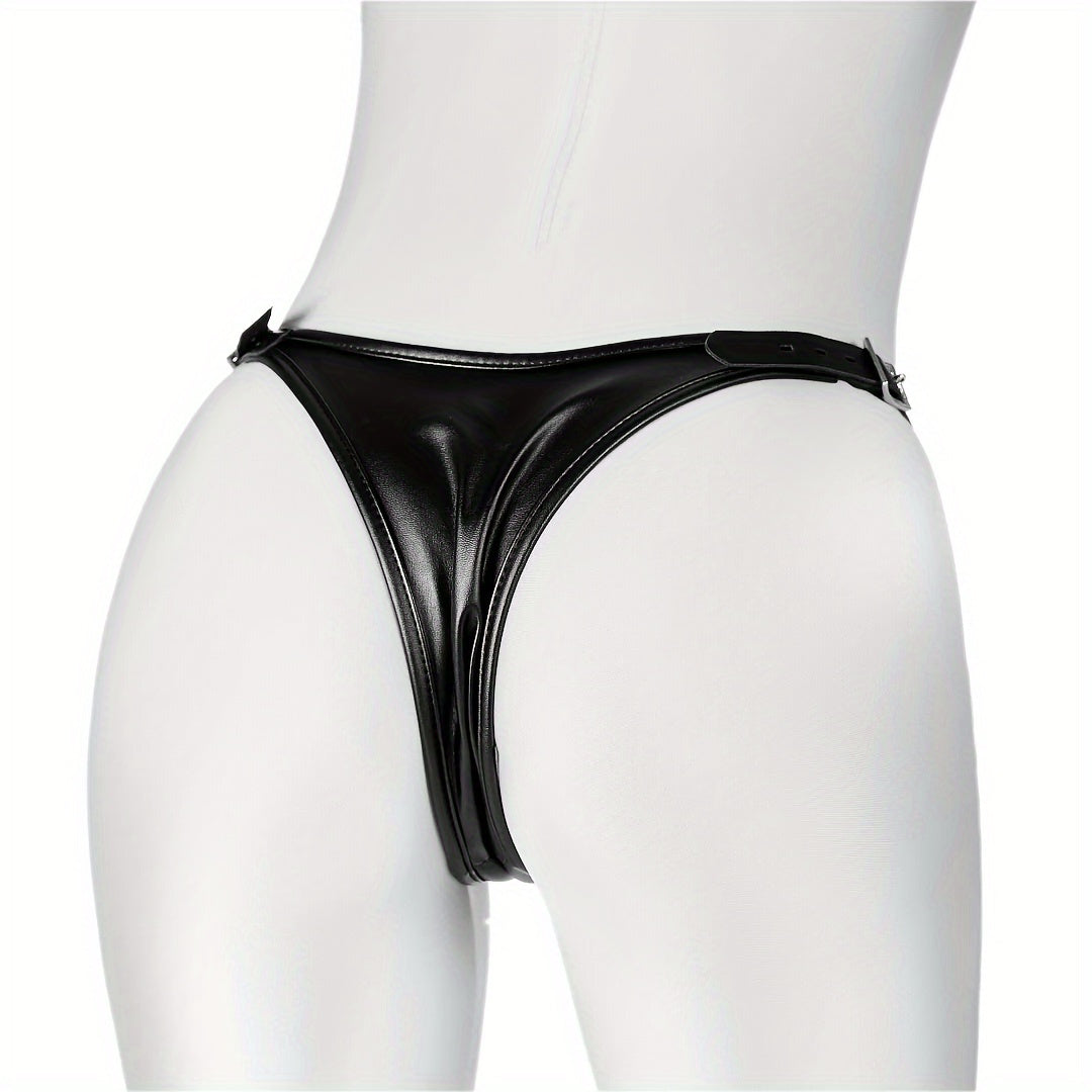 1pc Premium Leather Harness Chastity Panties Set