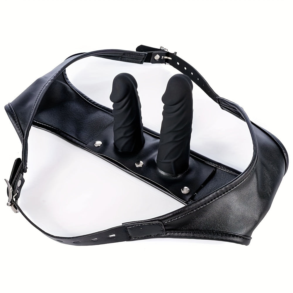 1pc Premium Leather Harness Chastity Panties Set